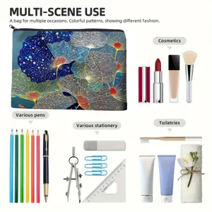 Canvas etui met stijlvolle ginkgobladeren print voor make-up en dagelijks gebruik.