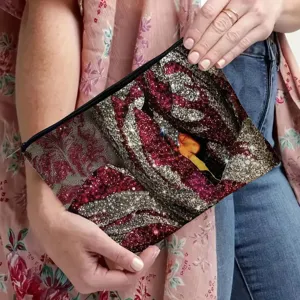 Canvas cosmetic bag zipper clutch pouch stylish floral makeup organizer travel purse
