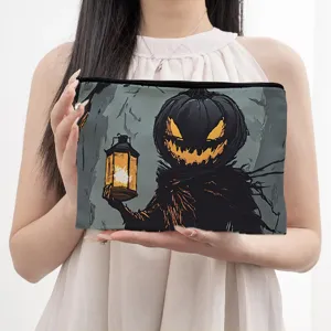 Halloween cosmetic bag canvas zipper pouch scary pumpkin makeup organizer travel toiletry bag