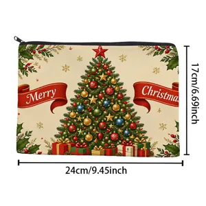 Christmas Tree Zipper Pouch Portable Cosmetic Makeup Bag Large Capacity Travel Storage