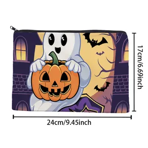 Halloween Geist Kürbis Print Make-up Tasche Reißverschluss Kosmetiktasche für den Alltag.