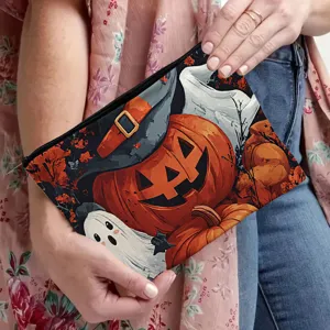 Halloween Kürbis Canvas Tasche Detail, süßer Geist Make-up Beutel, praktische Geldbörse.
