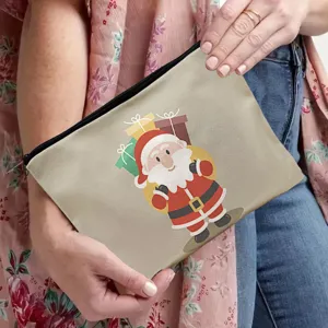 Weihnachten Weihnachtsmann gedruckte Leinen Reißverschluss Kosmetiktasche Make-up Tasche.