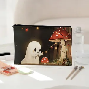 Leuke cosmetische tas met spookprint, draagbare make-uptas voor reizen en dagelijks.