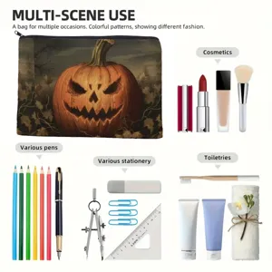 Detailansicht der Halloween Kürbis Canvas Aufbewahrungstasche Mehrzweck Szenen.