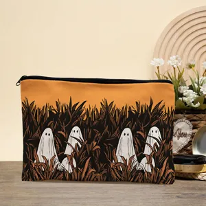 Halloween spook print cosmetische tas detailweergave, handige make-up opbergtas.