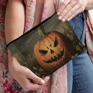 Halloween Kürbis Leinwand Reißverschluss Tasche Kosmetiktasche Federmäppchen Kulturbeutel.