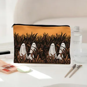 Schattige Halloween geest geprinte make-up tas, stijlvolle stoffen cosmetische reis opbergtas.