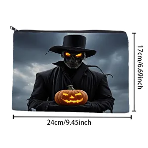 Halloween Kürbis Thema Leinwand Reißverschlusstasche, tragbare Make-up Tasche für den Alltag.