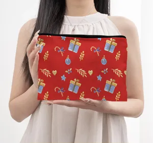 Weihnachtliche Kosmetiktasche mit festlichem Print, Reissverschluss, Make up Etui.