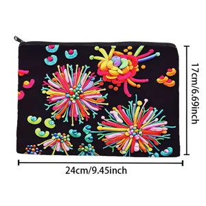 Astuccio per cosmetici con motivo floreale 3D colorato borsa organizer con cerniera elegante