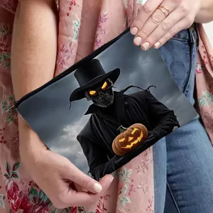 Halloween gruselig Kürbis Canvas Reißverschlusstasche Kosmetiktasche Federmäppchen.