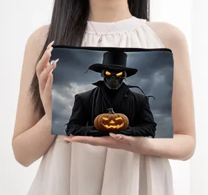 Halloween Kürbis Canvas Kosmetiktasche gruseliger Zylinder Hut Clutch Tasche Beutel