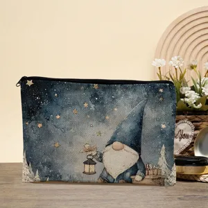 Petite trousse de maquillage portable avec motif de lutin étoilé, idéale pour le voyage.