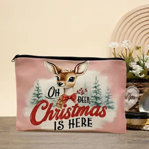 Weihnachten Hirsch Kosmetiktasche Reise Make-up Etui süßes Urlaubsgeschenk Aufbewahrung rosa