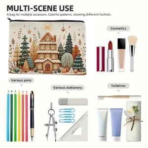 Christmas digital print multi-function storage bag cosmetic makeup pouch travel organizer