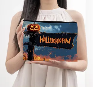 Halloween Kosmetiktasche Reise Kulturbeutel Reissverschluss Make-up Tasche Grusel
