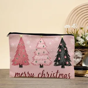Rosa Weihnachtsbaum Make-up Tasche für Damen, süße Kosmetiktasche und Reise-Kulturtasche.