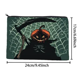 Halloween Kürbis Sensenmann Druck Make-up Tasche Reißverschluss Reise Aufbewahrungstasche