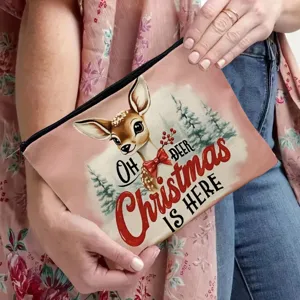 Weihnachtsreh Kosmetiktasche Make-up Etui Reise-Organizer mit Reißverschluss festliches Design.