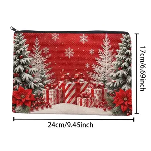 Festliche Weihnachtstasche mit Baum und Geschenken für Kosmetik und tolle Reisen.