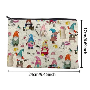 Trousse de maquillage mini portable avec motif de gnome de couture mignon pour voyage