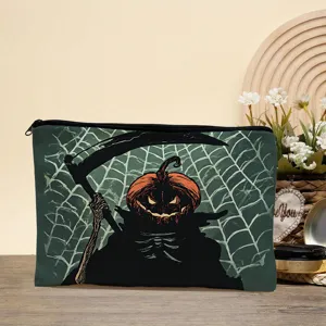 Halloween Kürbis Sensenmann Kosmetiktasche, tragbare Reise Reißverschluss Aufbewahrung.