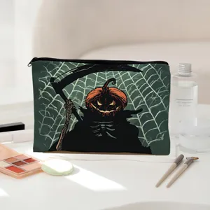 Halloween Kürbis Sensenmann Kosmetiktasche Tragbare Reise Kulturbeutel Aufbewahrungstasche