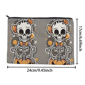Halloween Skelett Kürbis Druck Canvas Reißverschluss Make-up Tasche und süße Federmäppchen.