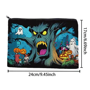 Halloween Make-up Tasche tragbare Reise Kulturtasche gruseliger Baum Kosmetiktasche