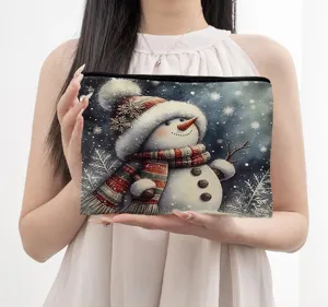 Weihnachten Schneemann Druck Kosmetiktasche, tragbare Reise Make-up Tasche für Damen und Mädchen.