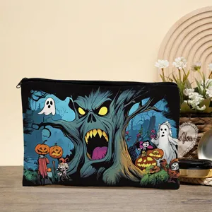 Halloween gruselig Baum Kosmetiktasche Reissverschluss Aufbewahrungstasche Reise Etui
