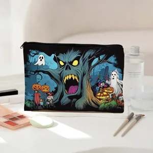 Halloween gruseliger Baum Make-up Tasche tragbare Reise Kosmetiktasche fur Damen.