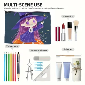 Halloween Hexe Reißverschluss Make-up Tasche und Federmappe für Kosmetik sowie Schreibwaren.