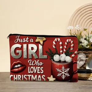 Weihnachten bedruckte Kosmetiktasche tragbare Reise Make-up Tasche für Frauen Lippenstift.