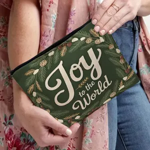 Pochette de maquillage portable en toile imprimee avec motif lettres de Noel chic