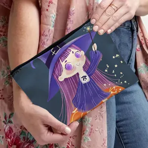 Süße Halloween Hexe Print Kosmetiktasche, strapazierfähiger Reißverschluss Organizer Beutel.