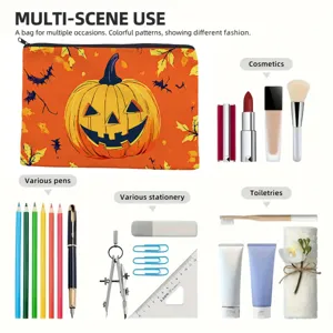Halloween Kürbis Kosmetiktasche tragbare Reise Aufbewahrungstasche Federmäppchen Mehrzweck