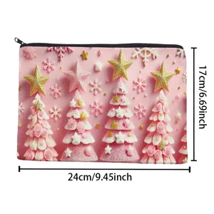 Rosa Weihnachtsbaum Reißverschluss Kosmetiktasche tragbare Make-up Tasche Reise Etui