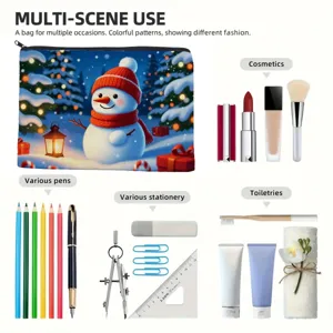 Christmas zipper cosmetic bag multi-functional storage pouch for makeup stationery toiletries