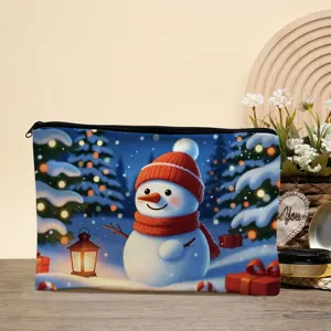 Christmas cosmetic bag zipper makeup pouch holiday storage bag portable travel toiletry case