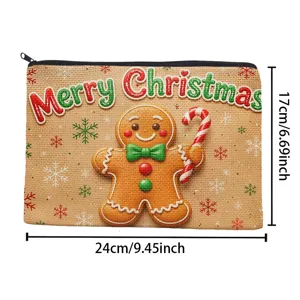 Weihnachten Lebkuchenmann Make-up Tasche niedliche Kosmetiktasche Reise Aufbewahrungsbeutel