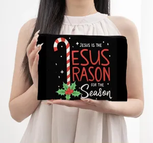 Weihnachtliches Kosmetiktäschchen mit Print, tragbare Make-up Tasche für Lippenstift und Utensilien.