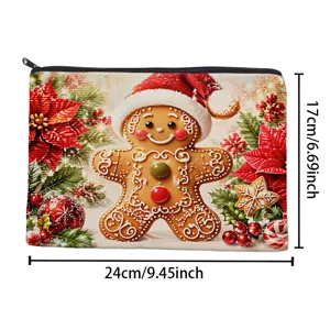 Weihnachten Lebkuchen Kosmetiktasche Detailansicht mit genauen Produktabmessungen und Design.