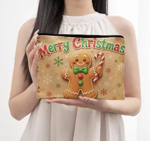 Weihnachten Lebkuchenmann Leinwand Make-up Tasche tragbare Reise Kosmetik Aufbewahrung
