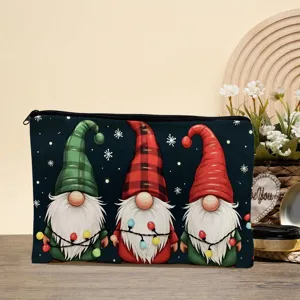 Trousse de maquillage de Noël gnomes pochette de toilette portable zippée rangement