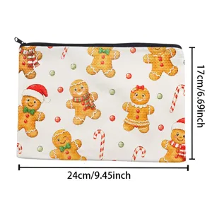 Weihnachten Lebkuchenmann Leinwand Kosmetiktasche tragbare Reißverschluss Make-up Tasche