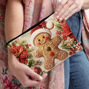 Weihnachten Lebkuchen Print Kosmetiktasche, tragbares Make-up Etui für Reise und Alltag.