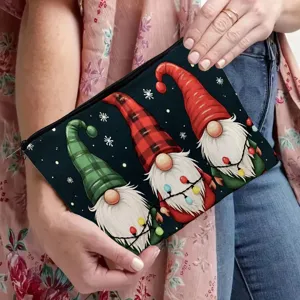 Pochette de maquillage zippée sac cosmétique portable imprimé gnome de Noël femme