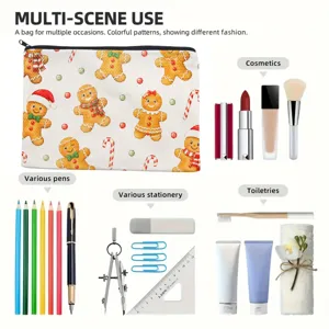 Weihnachten Lebkuchen Make-up-Tasche Detail mit Mehrszene für Kosmetik und Stifte.